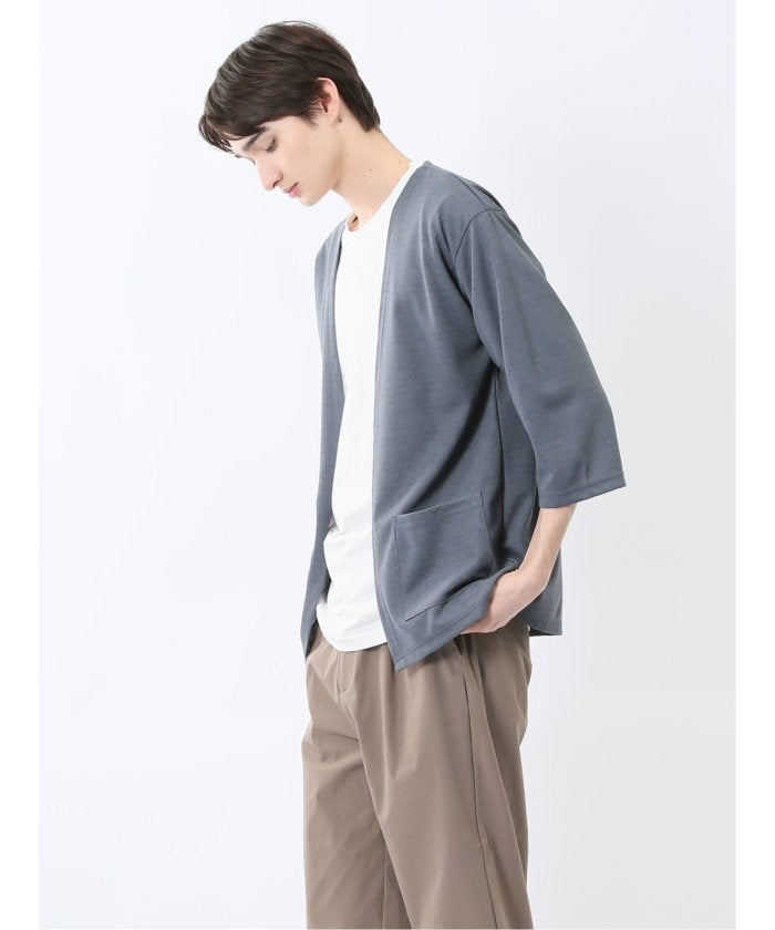 カウラ/Kaule 7分袖カーディガン&半袖Tシャツ アンサンブル (グレー) メンズ シャツ カジュアル トップス インナー ギフト プレゼント ライトアウター カーディガン アウター グレー