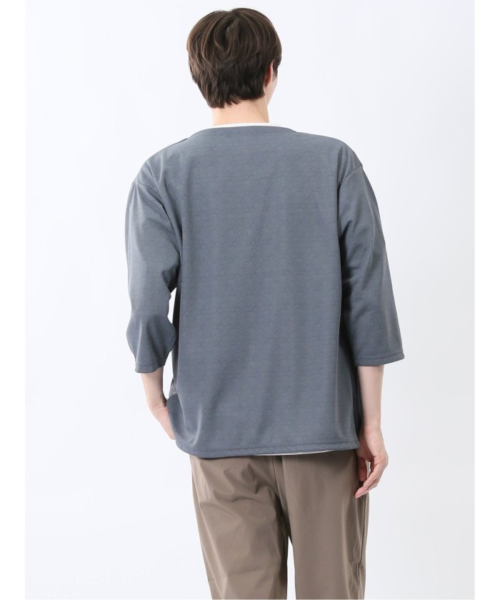 カウラ/Kaule 7分袖カーディガン&半袖Tシャツ アンサンブル (グレー) メンズ シャツ カジュアル トップス インナー ギフト プレゼント ライトアウター カーディガン アウター グレー