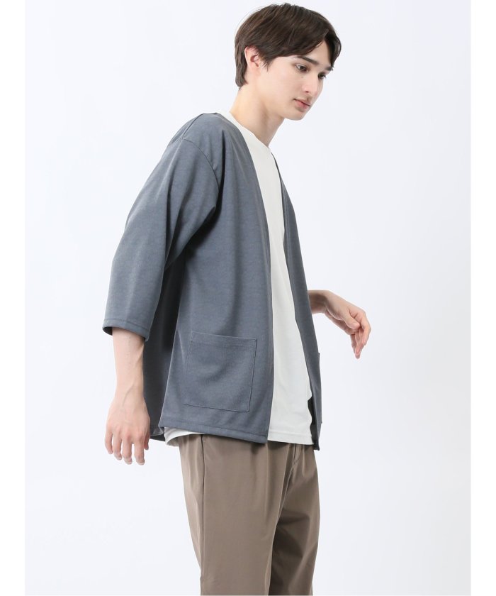 カウラ/Kaule 7分袖カーディガン&半袖Tシャツ アンサンブル (グレー) メンズ シャツ カジュアル トップス インナー ギフト プレゼント ライトアウター カーディガン アウター グレー