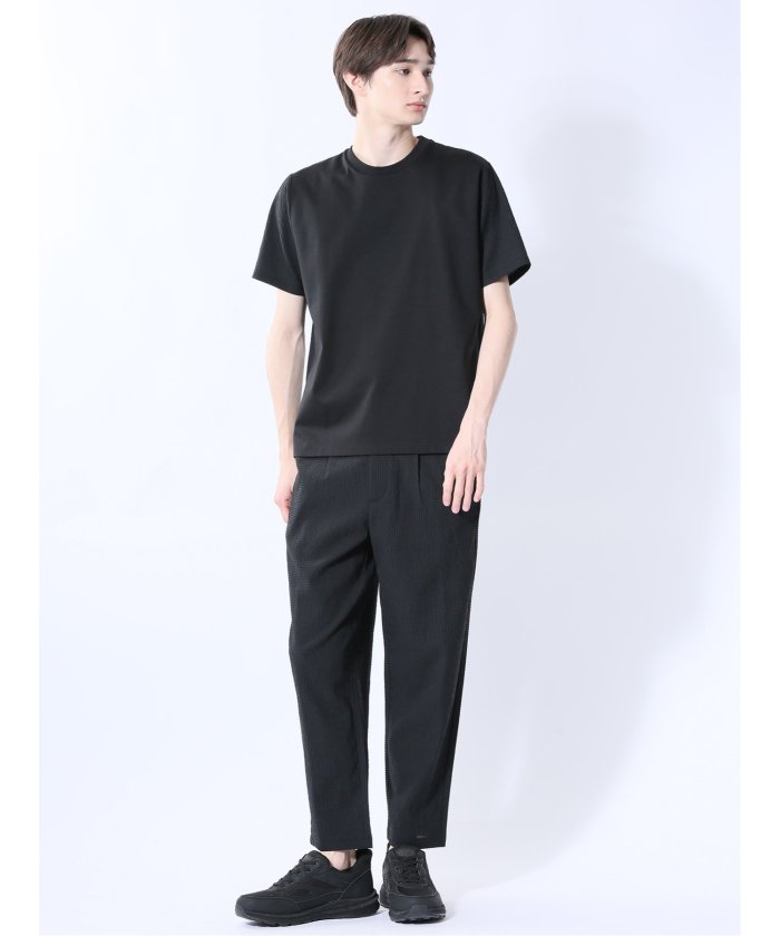 circle motion Air クルー半袖Tシャツ(セットアップ可能) (黒) メンズ Tシャツ カットソー カジュアル インナー トップス ギフト プレゼント 黒
