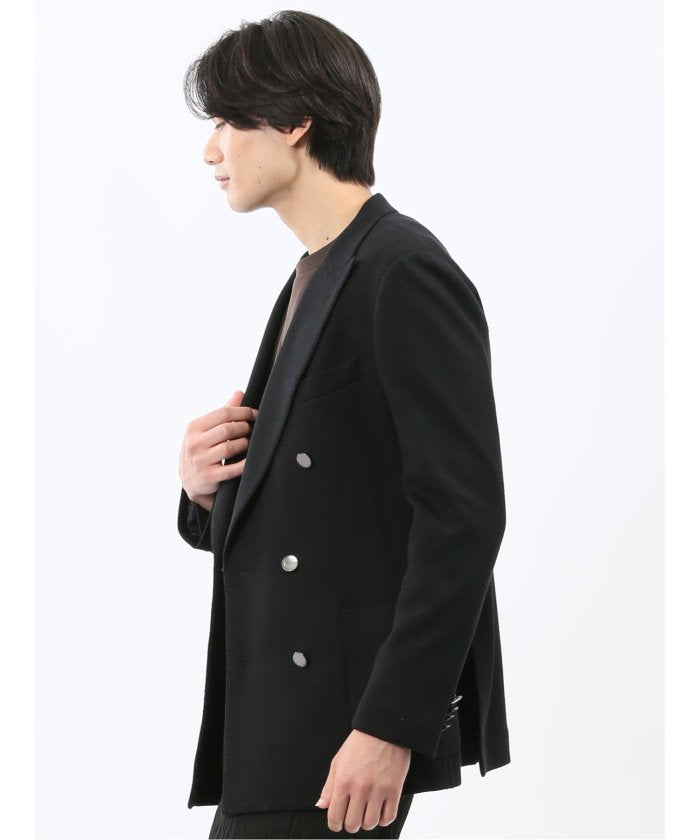 エムエフエディトリアル m.f.editorial ストレッチ サーマルニット ブレザー ダブルジャケット (黒) 黒