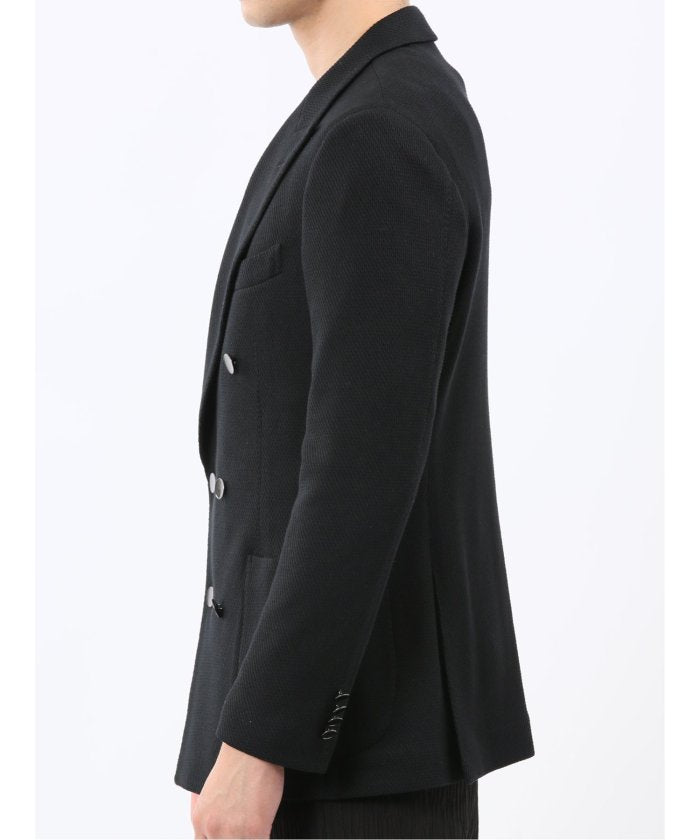 エムエフエディトリアル m.f.editorial ストレッチ サーマルニット ブレザー ダブルジャケット (黒) 黒