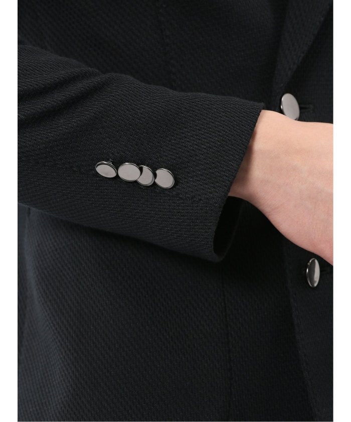 エムエフエディトリアル m.f.editorial ストレッチ サーマルニット ブレザー ダブルジャケット (黒) 黒