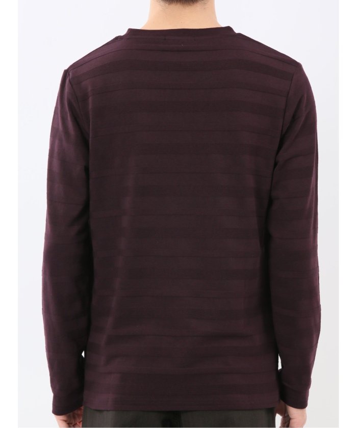 エムエフエディトリアル m.f.editorial リンクスボーダージャガード クルーネック長袖Tシャツ (ワイン) ワイン