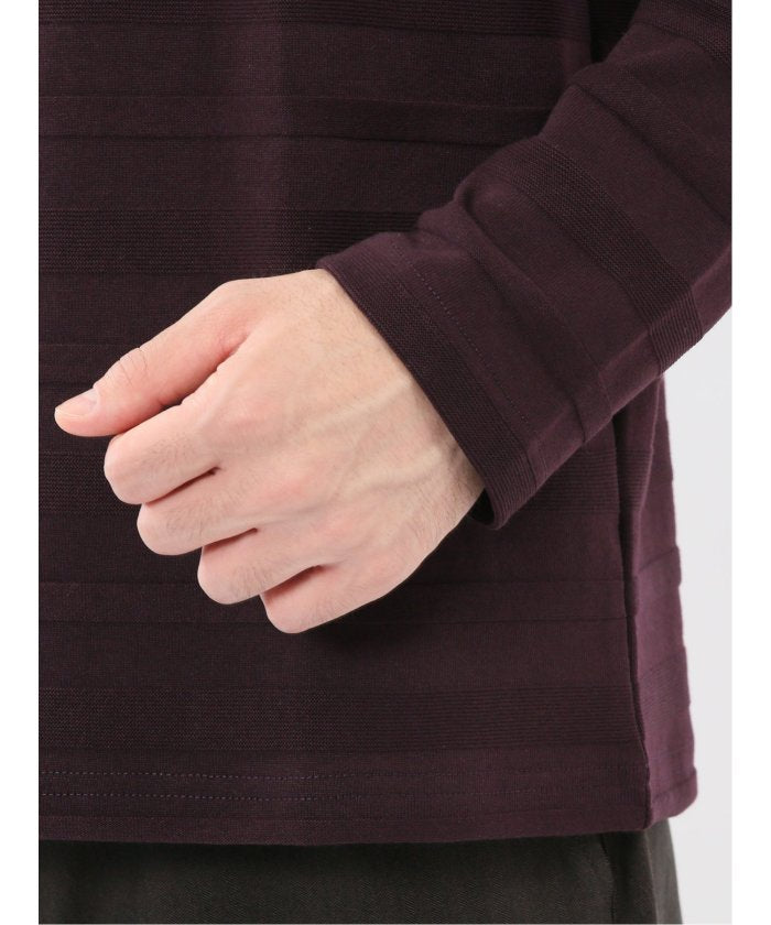 エムエフエディトリアル m.f.editorial リンクスボーダージャガード クルーネック長袖Tシャツ (ワイン) ワイン