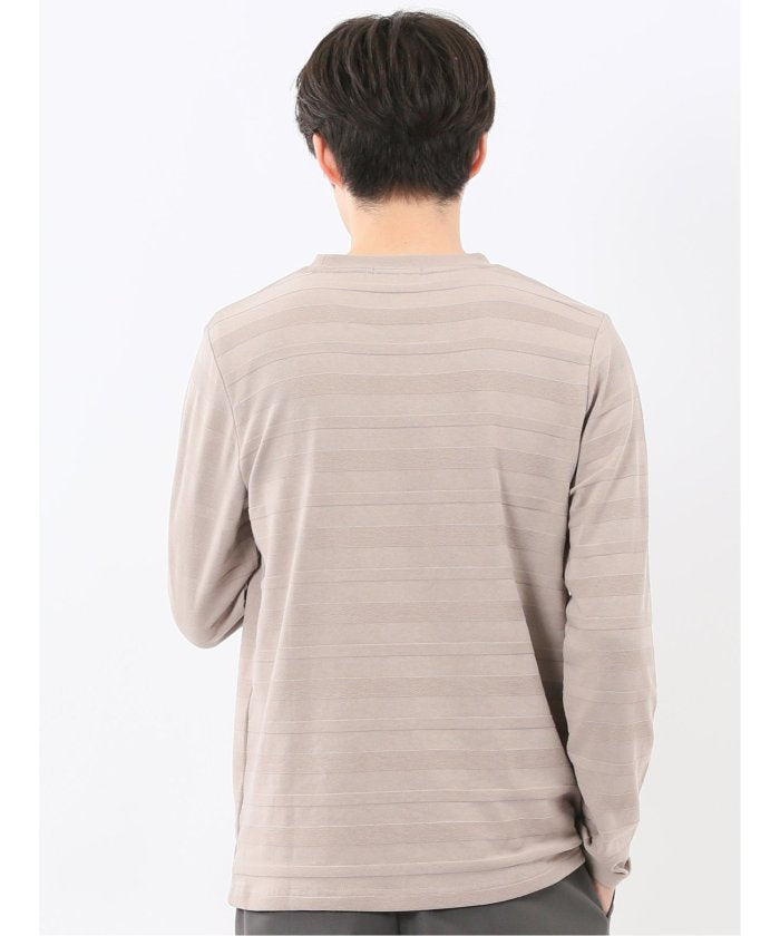 エムエフエディトリアル m.f.editorial リンクスボーダージャガード クルーネック長袖Tシャツ (ワイン) ワイン