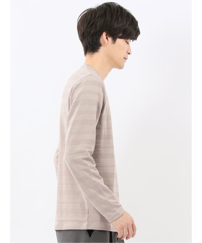 エムエフエディトリアル m.f.editorial リンクスボーダージャガード クルーネック長袖Tシャツ (ワイン) ワイン