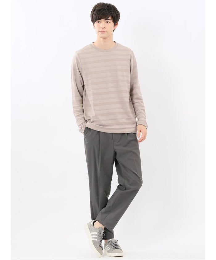 エムエフエディトリアル m.f.editorial リンクスボーダージャガード クルーネック長袖Tシャツ (ワイン) ワイン