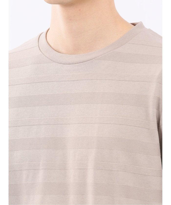 エムエフエディトリアル m.f.editorial リンクスボーダージャガード クルーネック長袖Tシャツ (ワイン) ワイン