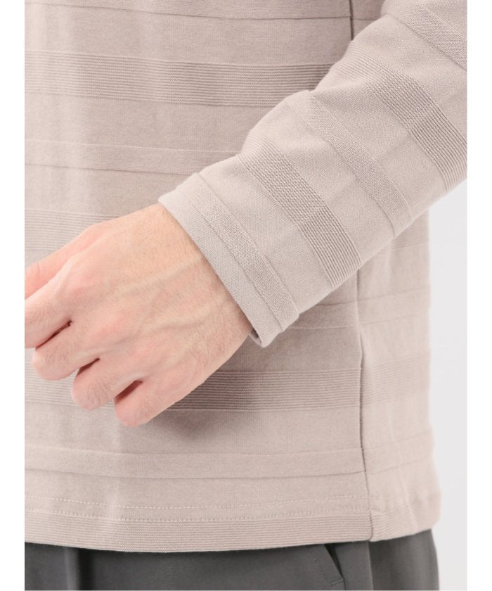 エムエフエディトリアル m.f.editorial リンクスボーダージャガード クルーネック長袖Tシャツ (ワイン) ワイン