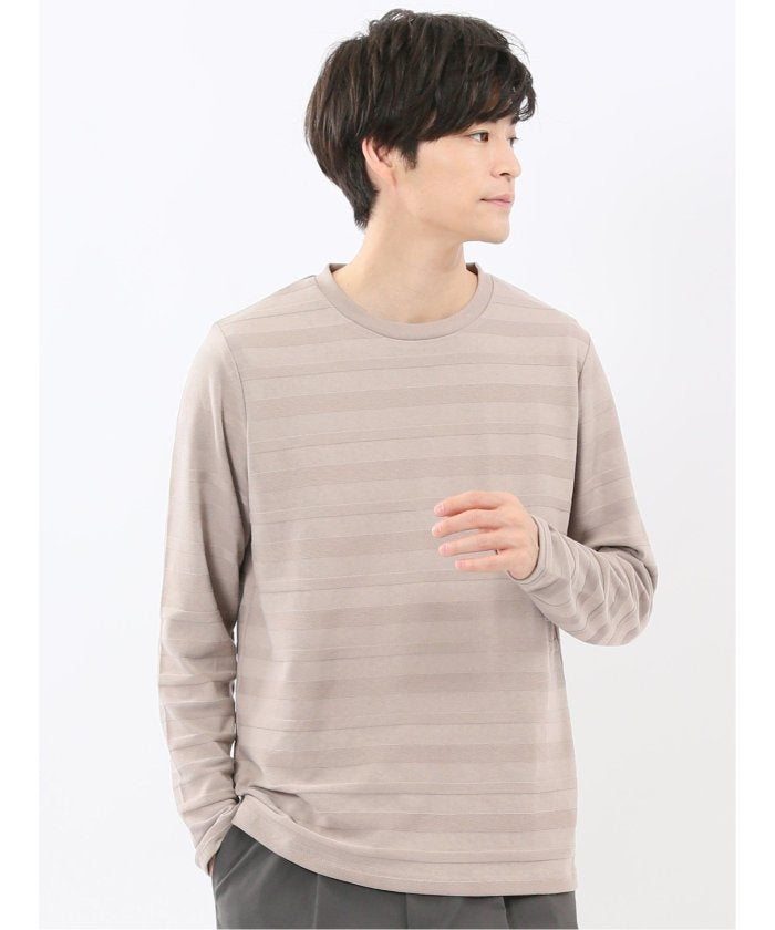 エムエフエディトリアル m.f.editorial リンクスボーダージャガード クルーネック長袖Tシャツ (ワイン) ワイン