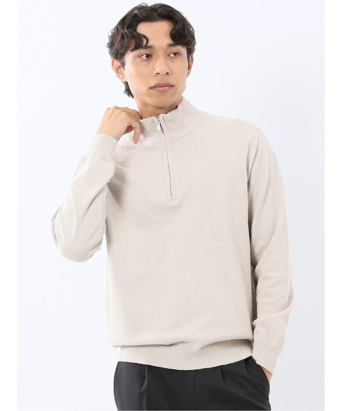 エムエフエディトリアル m.f.editorial ウォッシャブル ブークレ ハーフジップニット (ライトグレー) ライトグレー