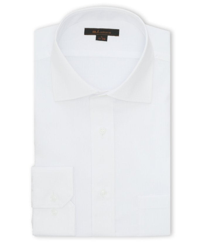 エムエフエディトリアル m.f.editorial ノンアイロン NEWスタンダードフィット ワイドカラー長袖シャツ (白) 白