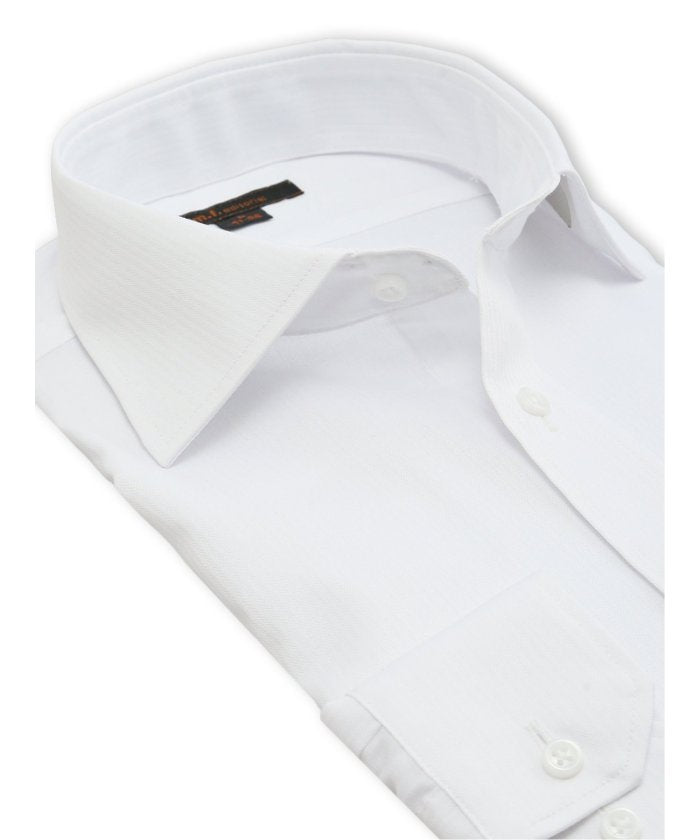 エムエフエディトリアル m.f.editorial ノンアイロン NEWスタンダードフィット ワイドカラー長袖シャツ (白) 白