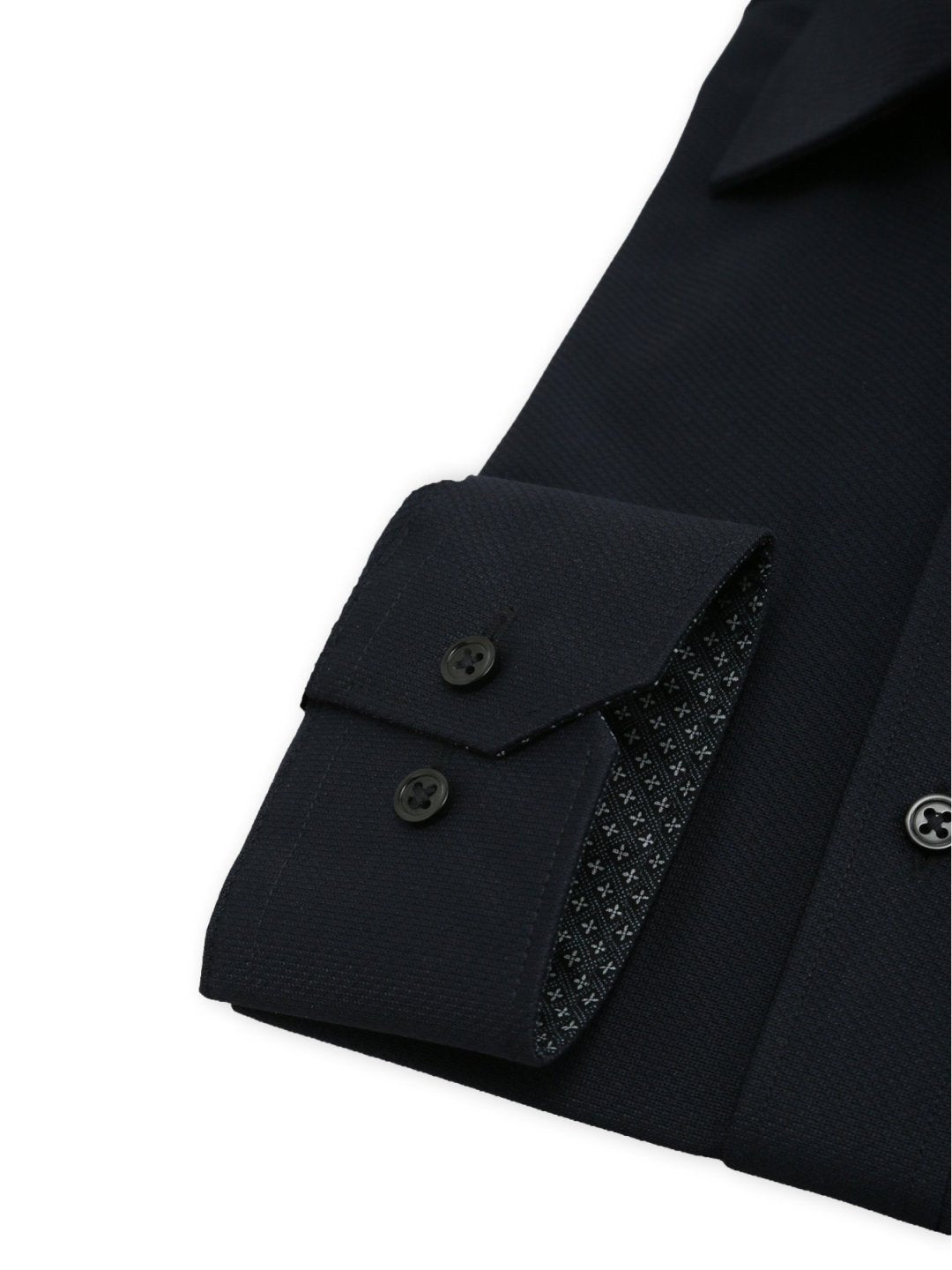 エムエフエディトリアル m.f.editorial ノンアイロンストレッチ NEWスタンダードフィット ワイドカラー長袖ニットシャツ (紺) 紺