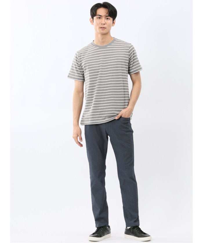 エムエフエディトリアル m.f.editorial ストレッチ ボーダー クルーネック 半袖 Tシャツ (グレー) グレー