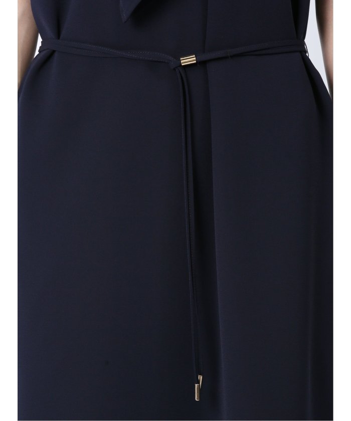 エムエフエディトリアル m.f.editorial ストレッチウォッシャブル 半袖サックワンピース 紺(セットアップ可能) (紺) 紺