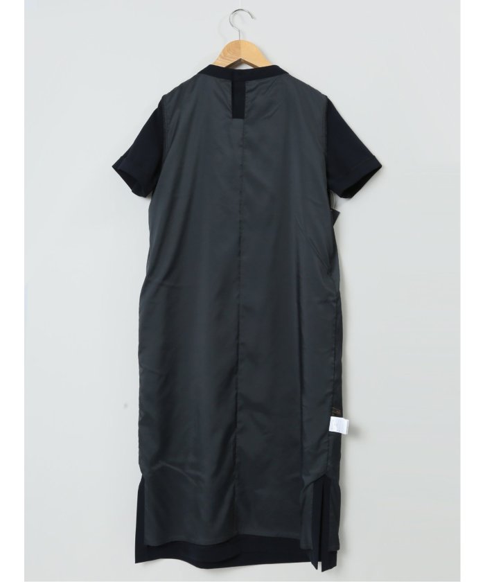 エムエフエディトリアル m.f.editorial ストレッチウォッシャブル 半袖サックワンピース 紺(セットアップ可能) (紺) 紺