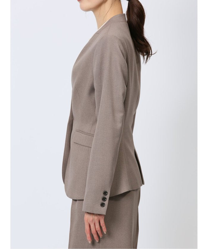 シャークスキン カラーレスジャケット+セミワイドパンツ ベージュ