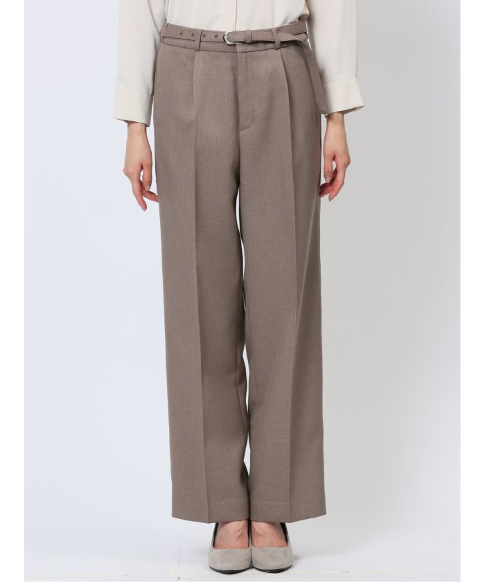 シャークスキン カラーレスジャケット+セミワイドパンツ ベージュ