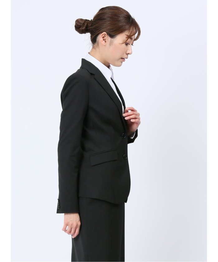 リクルート黒無地 ストレッチ 2ボタンジャケット(セットアップ可能) (黒) レディース セットアップ スーツ ジャケット ビジネス カジュアル 仕事 通勤 入学 卒業 ハレの日 黒