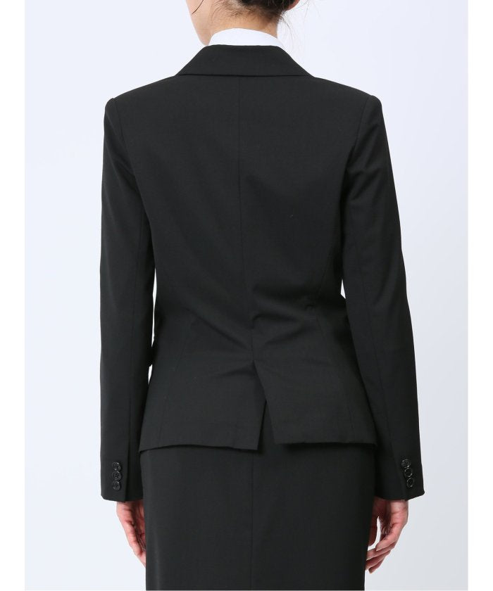 リクルート黒無地 ストレッチ 2ボタンジャケット(セットアップ可能) (黒) レディース セットアップ スーツ ジャケット ビジネス カジュアル 仕事 通勤 入学 卒業 ハレの日 黒