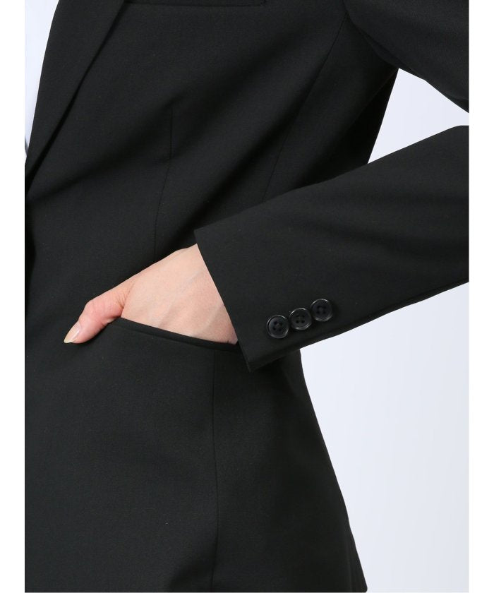 リクルート黒無地 ストレッチ 2ボタンジャケット(セットアップ可能) (黒) レディース セットアップ スーツ ジャケット ビジネス カジュアル 仕事 通勤 入学 卒業 ハレの日 黒