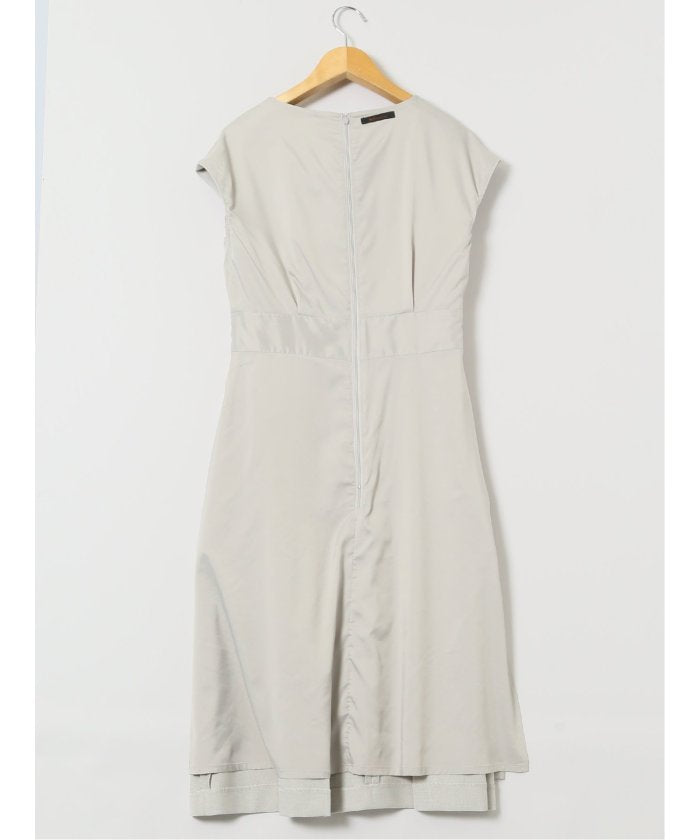 ストレッチウォッシャブル シャーク タックワンピース ベージュ(セットアップ可能) (ベージュ) ベージュ