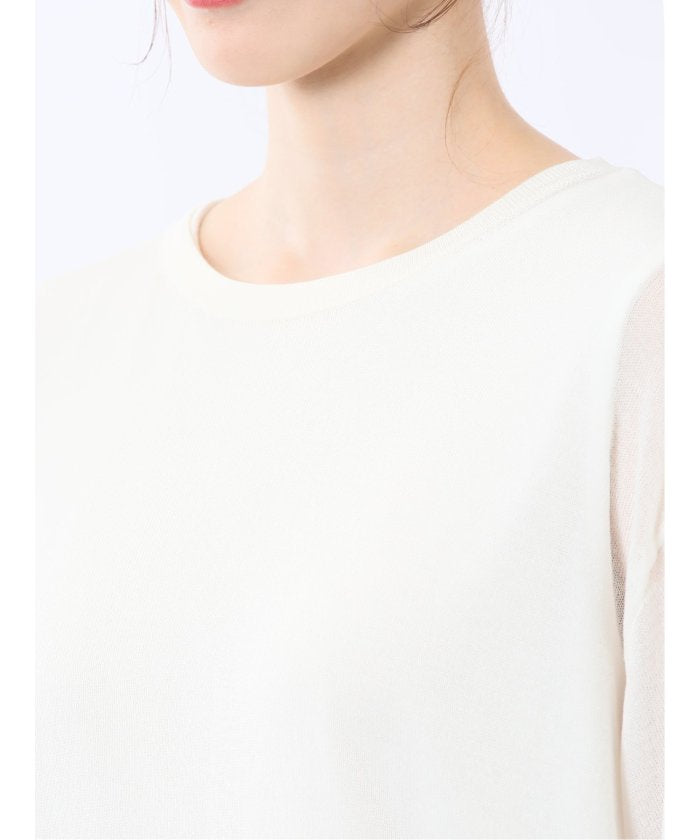 シアーニット&タンクトップ アンサンブル (サックス) 長袖 レディース シャツ カットソー トップス ブラウス カジュアル インナー ビジネス ギフト プレゼント サックス