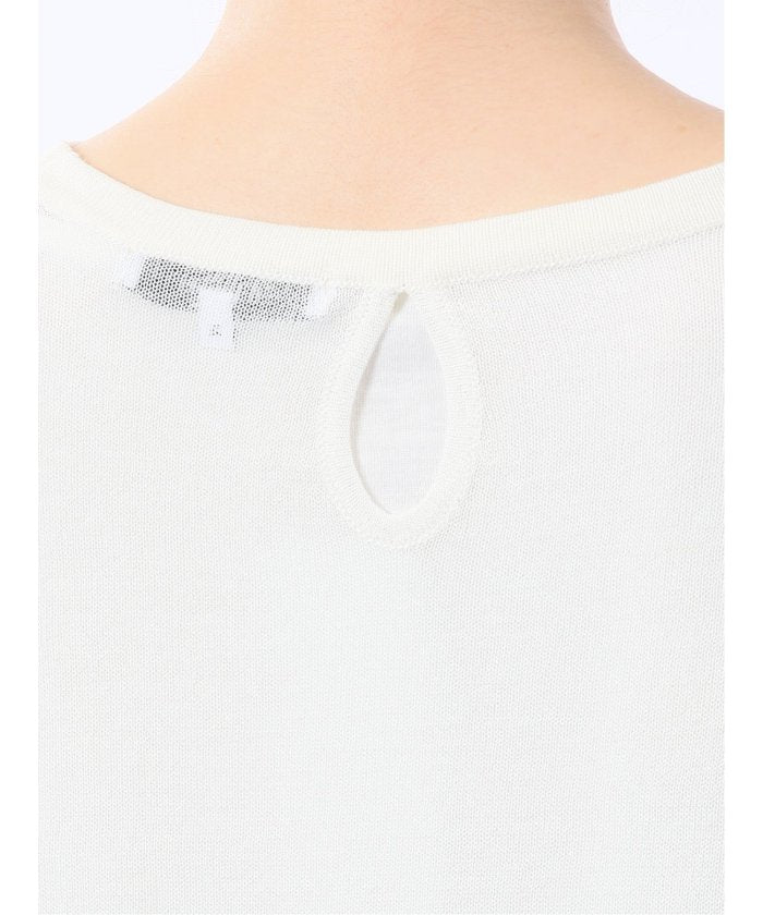 シアーニット&タンクトップ アンサンブル (サックス) 長袖 レディース シャツ カットソー トップス ブラウス カジュアル インナー ビジネス ギフト プレゼント サックス