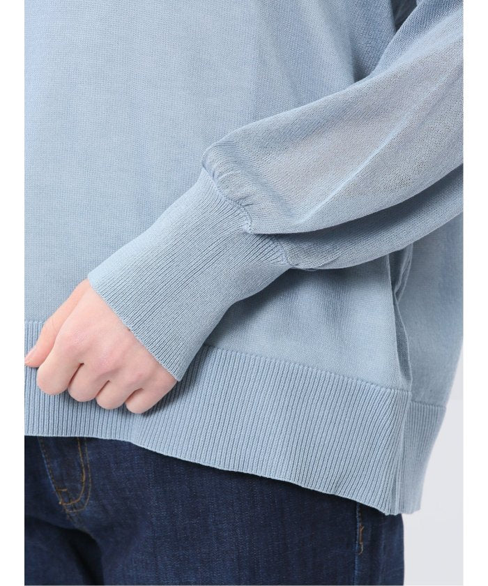 シアーニット&タンクトップ アンサンブル (サックス) 長袖 レディース シャツ カットソー トップス ブラウス カジュアル インナー ビジネス ギフト プレゼント サックス