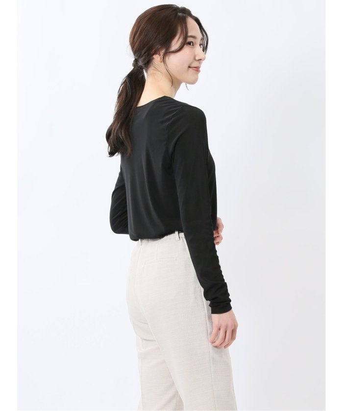 イノウェーブ/INNOWAVE マイクロチュール 長袖Tシャツ (アイボリー) 長袖 レディース シャツ カットソー トップス ブラウス カジュアル インナー ビジネス ギフト プレゼント アイボリー