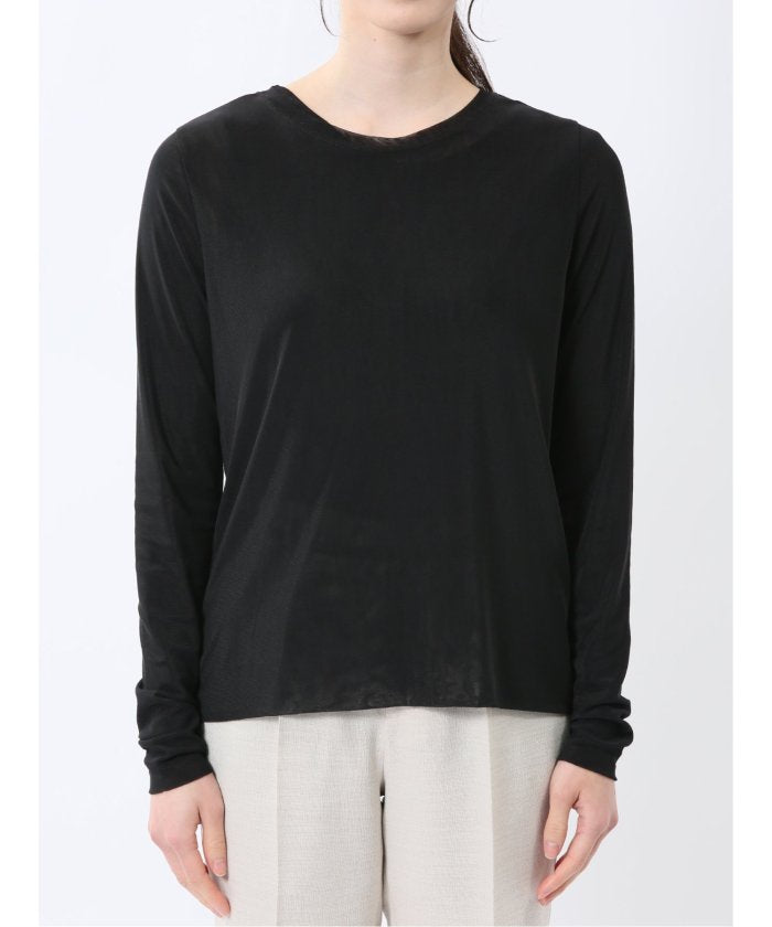 イノウェーブ/INNOWAVE マイクロチュール 長袖Tシャツ (アイボリー) 長袖 レディース シャツ カットソー トップス ブラウス カジュアル インナー ビジネス ギフト プレゼント アイボリー