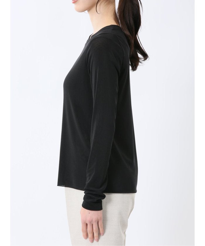 イノウェーブ/INNOWAVE マイクロチュール 長袖Tシャツ (アイボリー) 長袖 レディース シャツ カットソー トップス ブラウス カジュアル インナー ビジネス ギフト プレゼント アイボリー