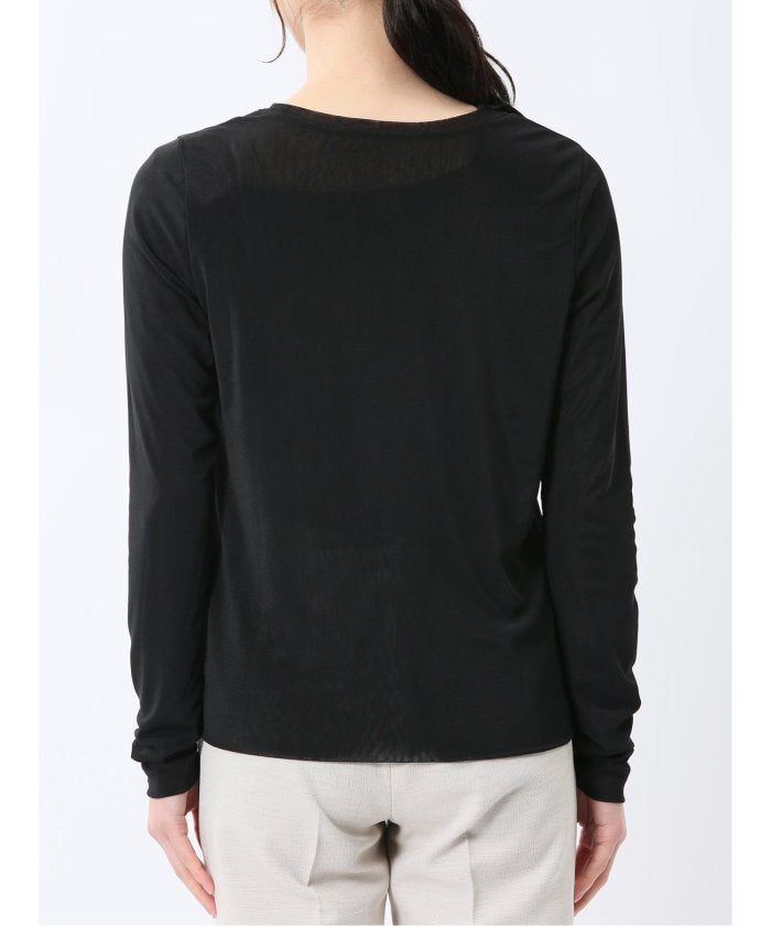 イノウェーブ/INNOWAVE マイクロチュール 長袖Tシャツ (アイボリー) 長袖 レディース シャツ カットソー トップス ブラウス カジュアル インナー ビジネス ギフト プレゼント アイボリー