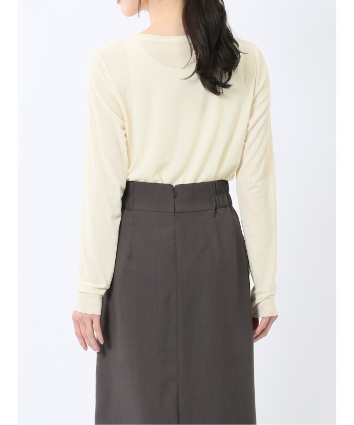 イノウェーブ/INNOWAVE マイクロチュール 長袖Tシャツ (アイボリー) 長袖 レディース シャツ カットソー トップス ブラウス カジュアル インナー ビジネス ギフト プレゼント アイボリー