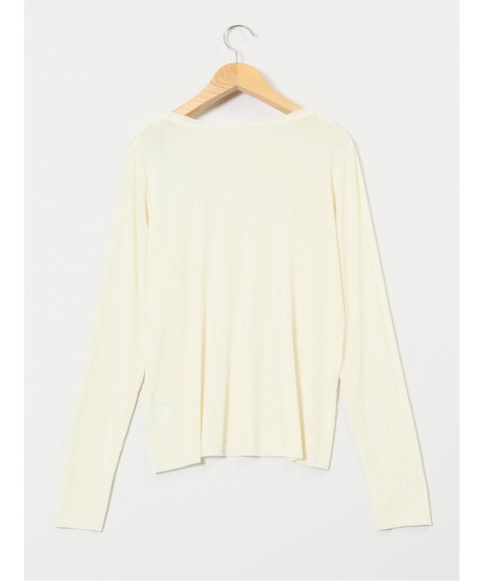 イノウェーブ/INNOWAVE マイクロチュール 長袖Tシャツ (アイボリー) 長袖 レディース シャツ カットソー トップス ブラウス カジュアル インナー ビジネス ギフト プレゼント アイボリー