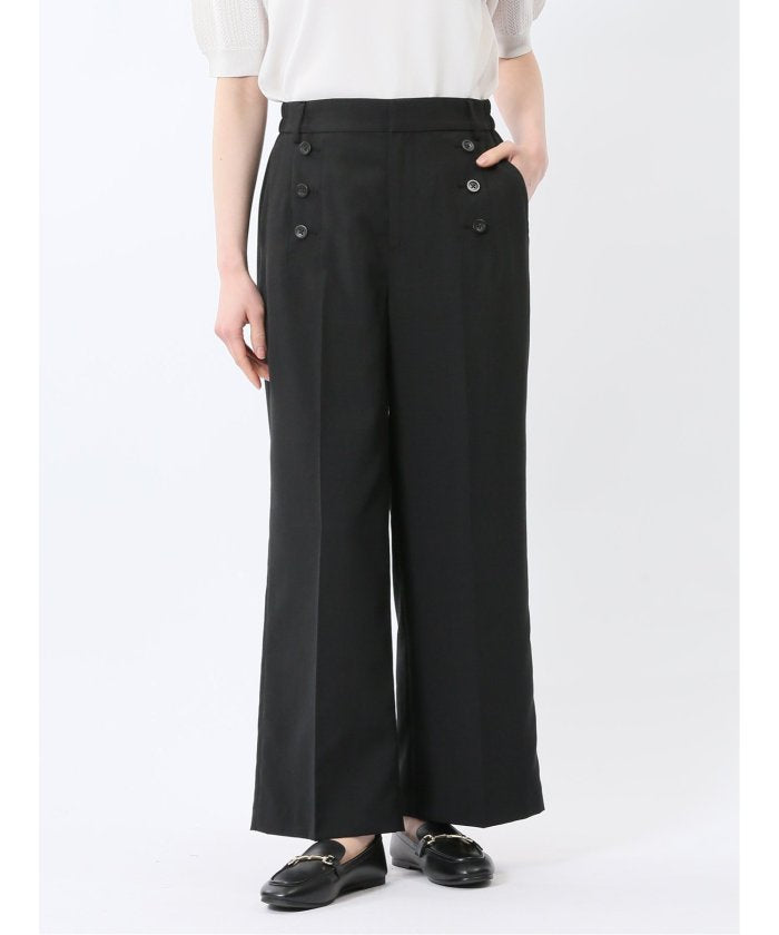 エムエフエディトリアル m.f.editorial 杢調 ボタン付き ワイドパンツ 黒(セットアップ可能) (黒) 黒