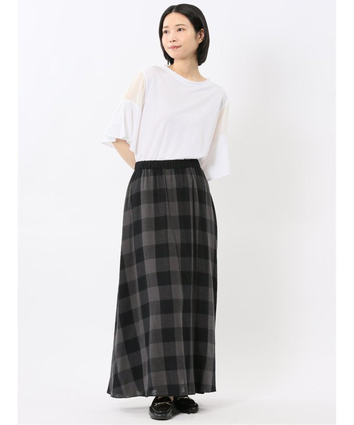 シアー切替 クルーネック 5分袖プルオーバー (黒) 半袖 レディース シャツ カットソー トップス ブラウス カジュアル インナー ビジネス ギフト プレゼント 黒