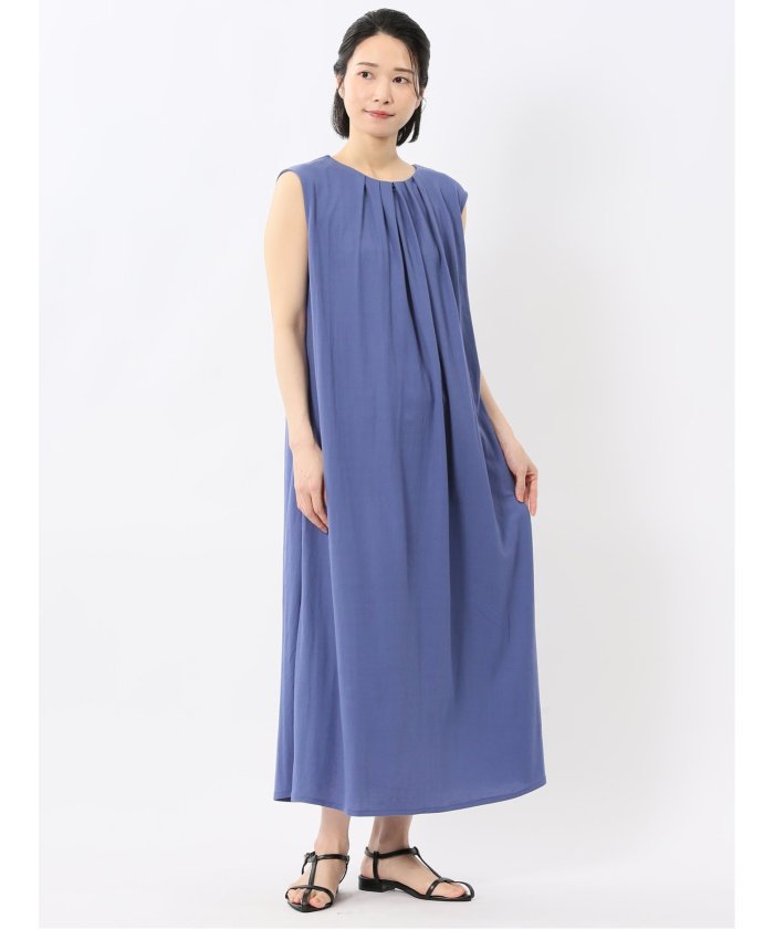 エムエフエディトリアル m.f.editorial イノウェーブ/INNOWAVE 接触冷感 ストレッチ ノースリ ワンピース (青) 青