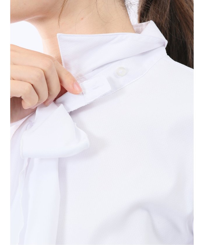 うれしい高機能 リボン脱着 長袖シャツ (サックス) サックス