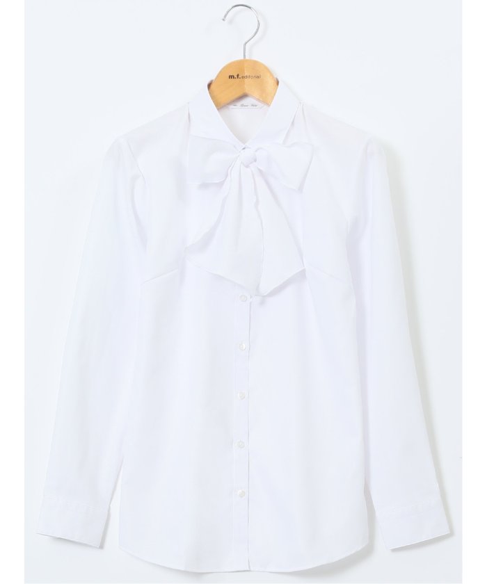 うれしい高機能 リボン脱着 長袖シャツ (サックス) サックス