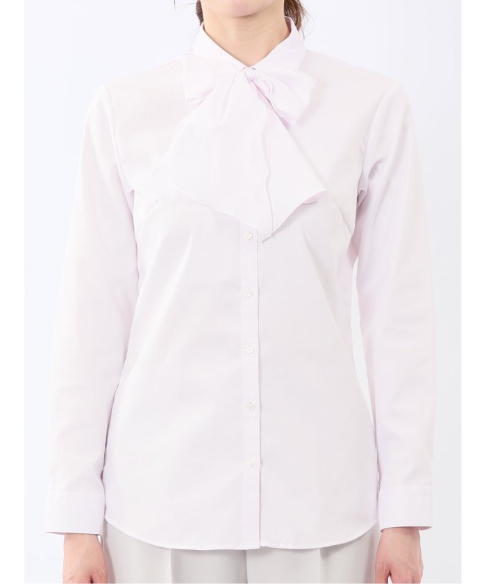 うれしい高機能 リボン脱着 長袖シャツ (サックス) サックス