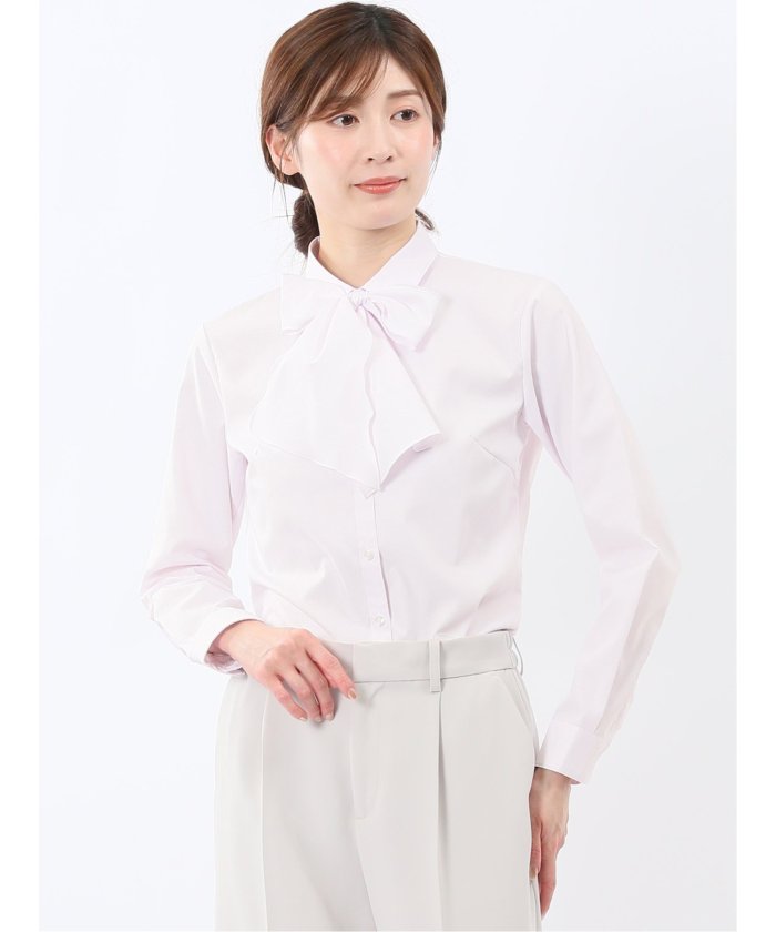 うれしい高機能 リボン脱着 長袖シャツ (ピンク) ピンク