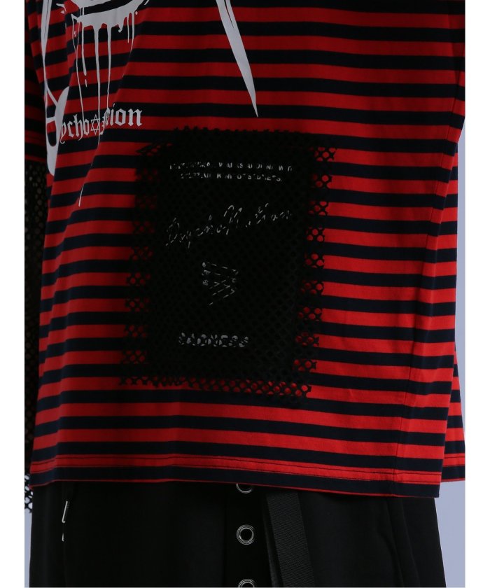 セマンティックデザイン semanticdesign SD×PSYCHONATION フェイクレイヤード メッシュ クルー長袖BIG 半袖 メンズ Tシャツ カットソー カジュアル インナー ビジネス ギフト プレ (赤) 赤