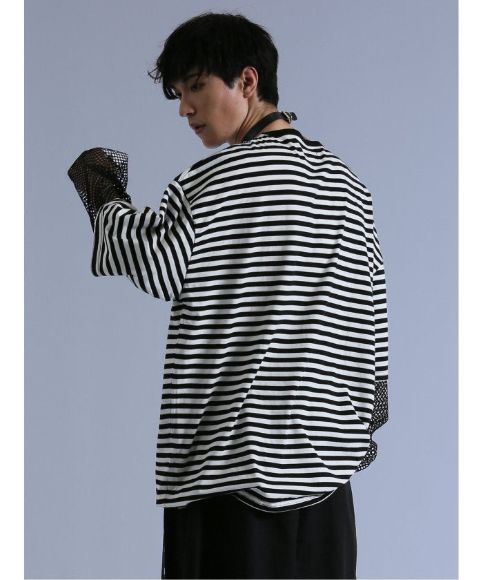 セマンティックデザイン semanticdesign SD×PSYCHONATION フェイクレイヤード メッシュ クルー長袖BIG 半袖 メンズ Tシャツ カットソー カジュアル インナー ビジネス ギフト プレ (赤) 赤