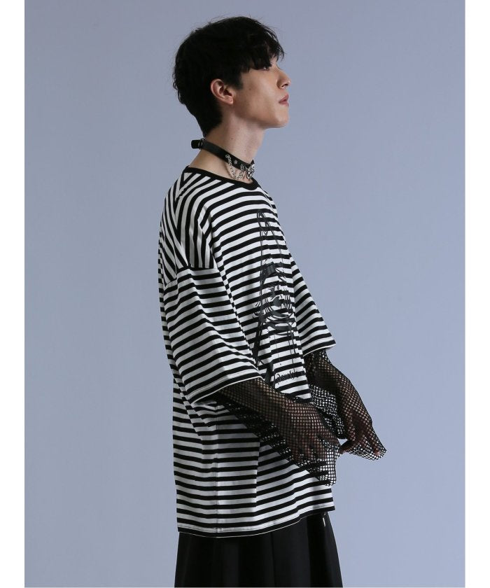 セマンティックデザイン semanticdesign SD×PSYCHONATION フェイクレイヤード メッシュ クルー長袖BIG 半袖 メンズ Tシャツ カットソー カジュアル インナー ビジネス ギフト プレ (赤) 赤