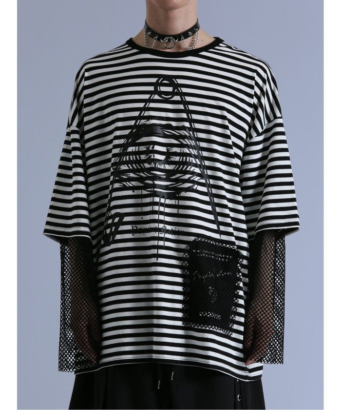 セマンティックデザイン semanticdesign SD×PSYCHONATION フェイクレイヤード メッシュ クルー長袖BIG 半袖 メンズ Tシャツ カットソー カジュアル インナー ビジネス ギフト プレ (赤) 赤