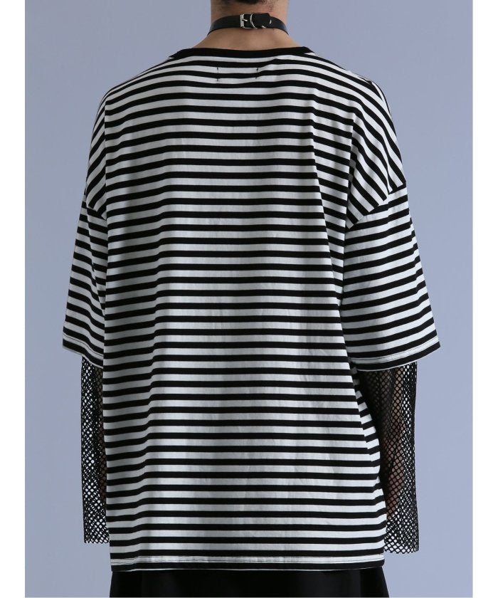 セマンティックデザイン semanticdesign SD×PSYCHONATION フェイクレイヤード メッシュ クルー長袖BIG 半袖 メンズ Tシャツ カットソー カジュアル インナー ビジネス ギフト プレ (赤) 赤