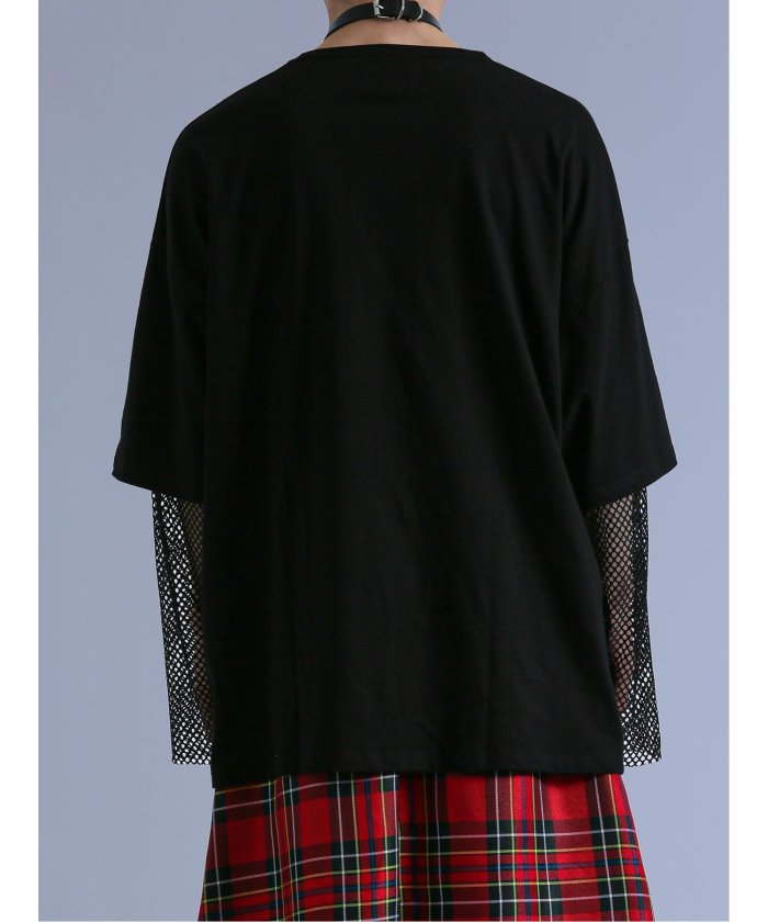 セマンティックデザイン semanticdesign SD×PSYCHONATION フェイクレイヤード メッシュ クルー長袖BIG 半袖 メンズ Tシャツ カットソー カジュアル インナー ビジネス ギフト プレ (赤) 赤